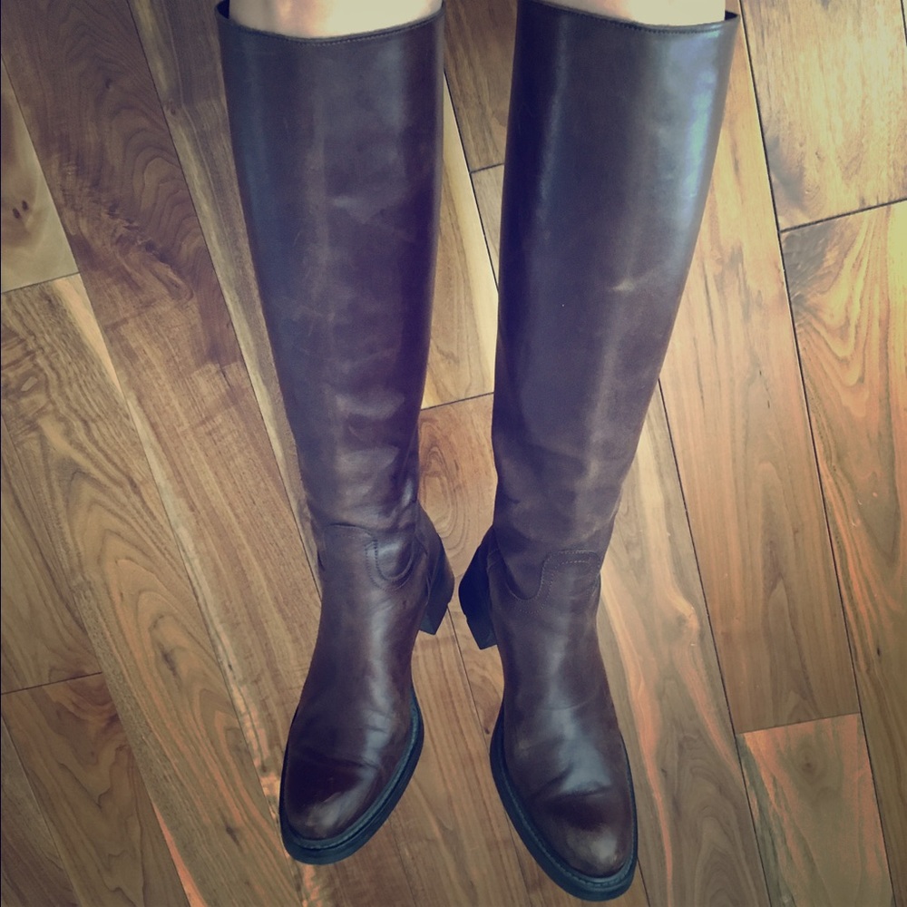 Brown Authentic Italian Leather Riding Boots